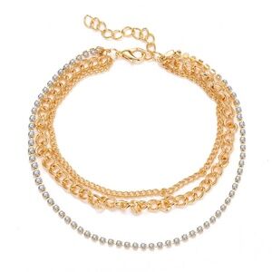 Glistening Delicate Crystal 3 Layer one Clasp Luminous Anklet